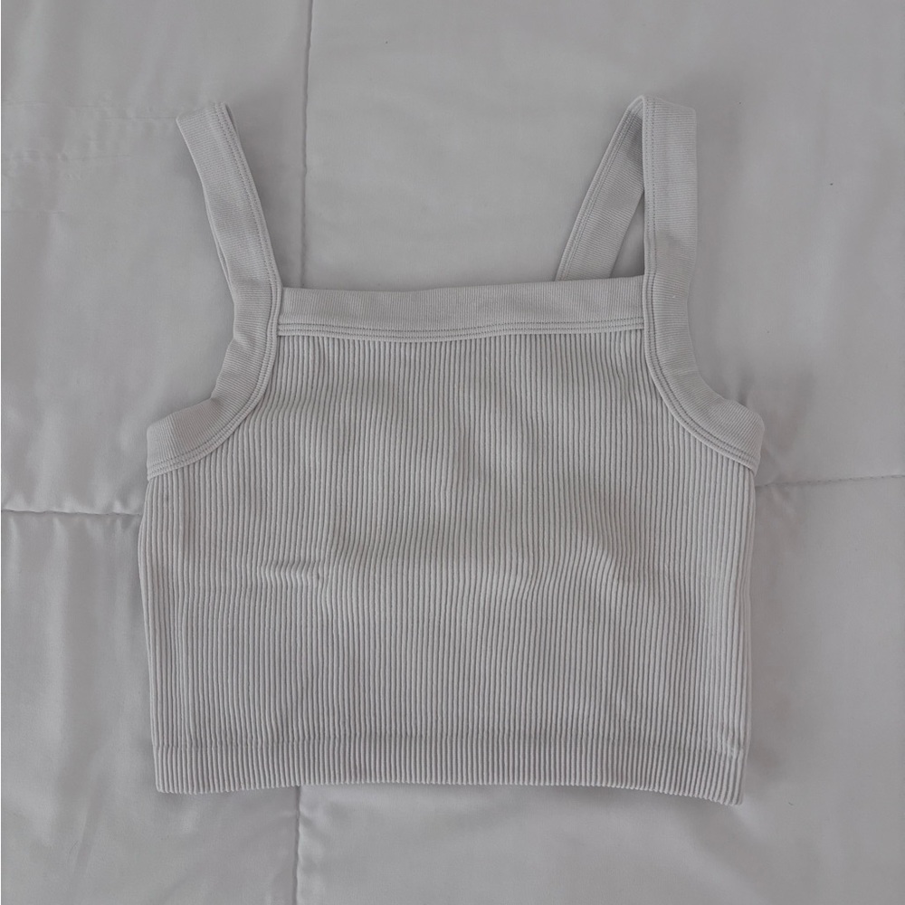 White Ribbed Crop Top